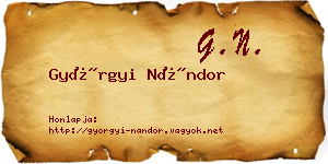 Györgyi Nándor névjegykártya